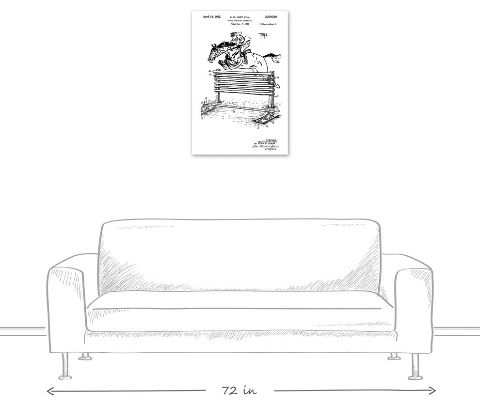 Vintage Horse Jumping Patent 20"x30" Print on Canvas