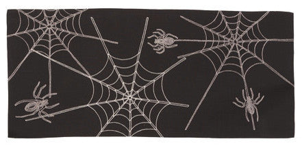 Halloween Spider Web Double layer 16 by 36-Inch Table Runner, Black