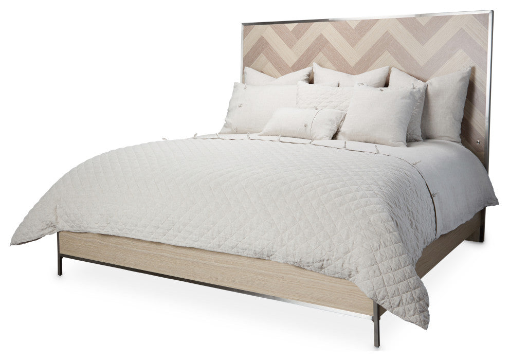 Silverlake Village Eastern King Panel Bed, Washed Oak