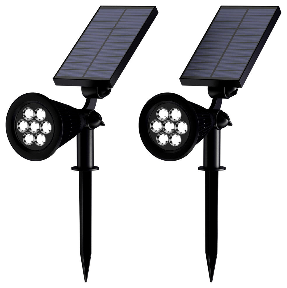 Pure Garden Outdoor LED Solar Lights-2 Pack-7 Bulb Spotlights, Cool White
