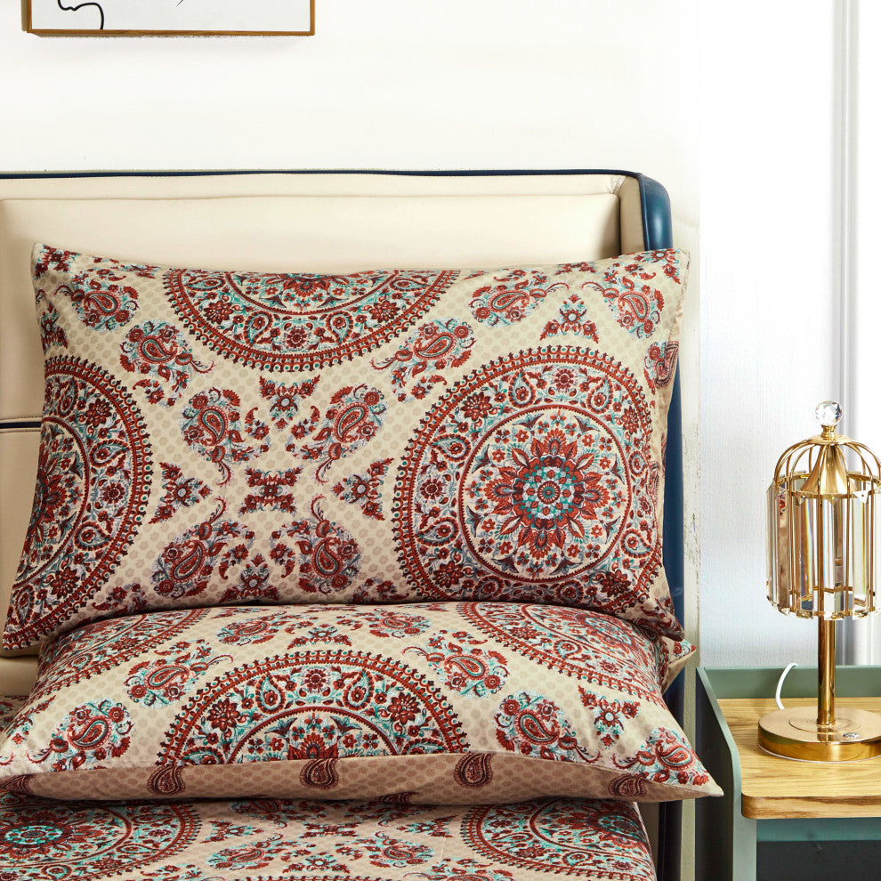 Tache Bohemian Chic Mandala Paisley Fitted Sheet, Full
