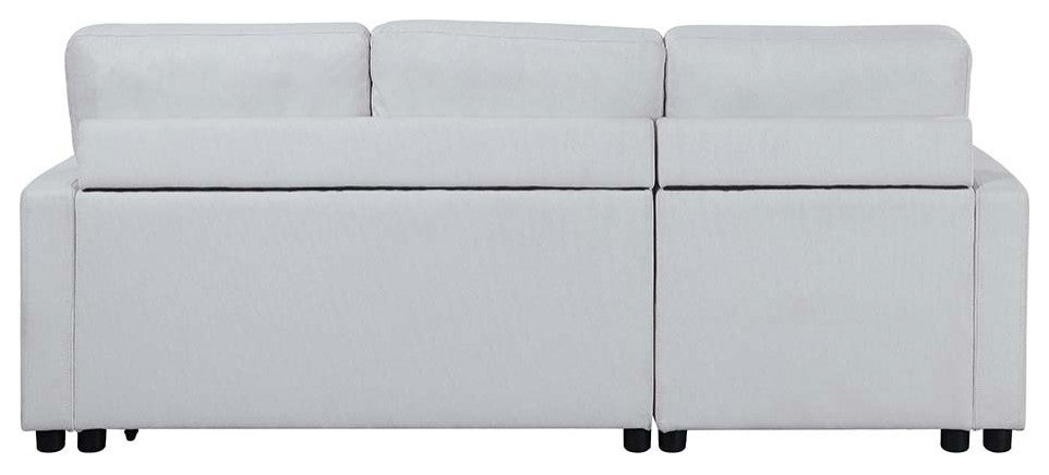 Acme Hiltons Sleeper Sectional Sofa With Storage White Fabric