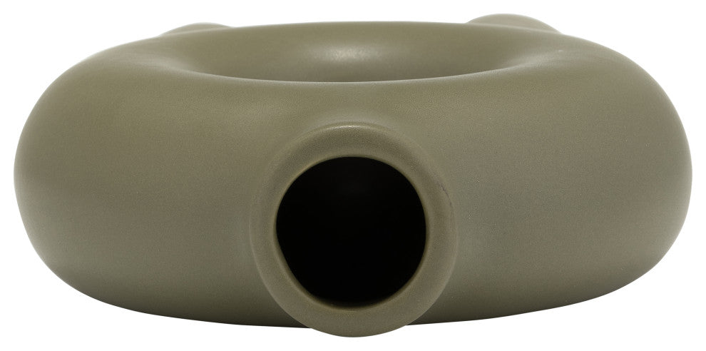 Ceramic 7", Donut Footed Vase, Olive