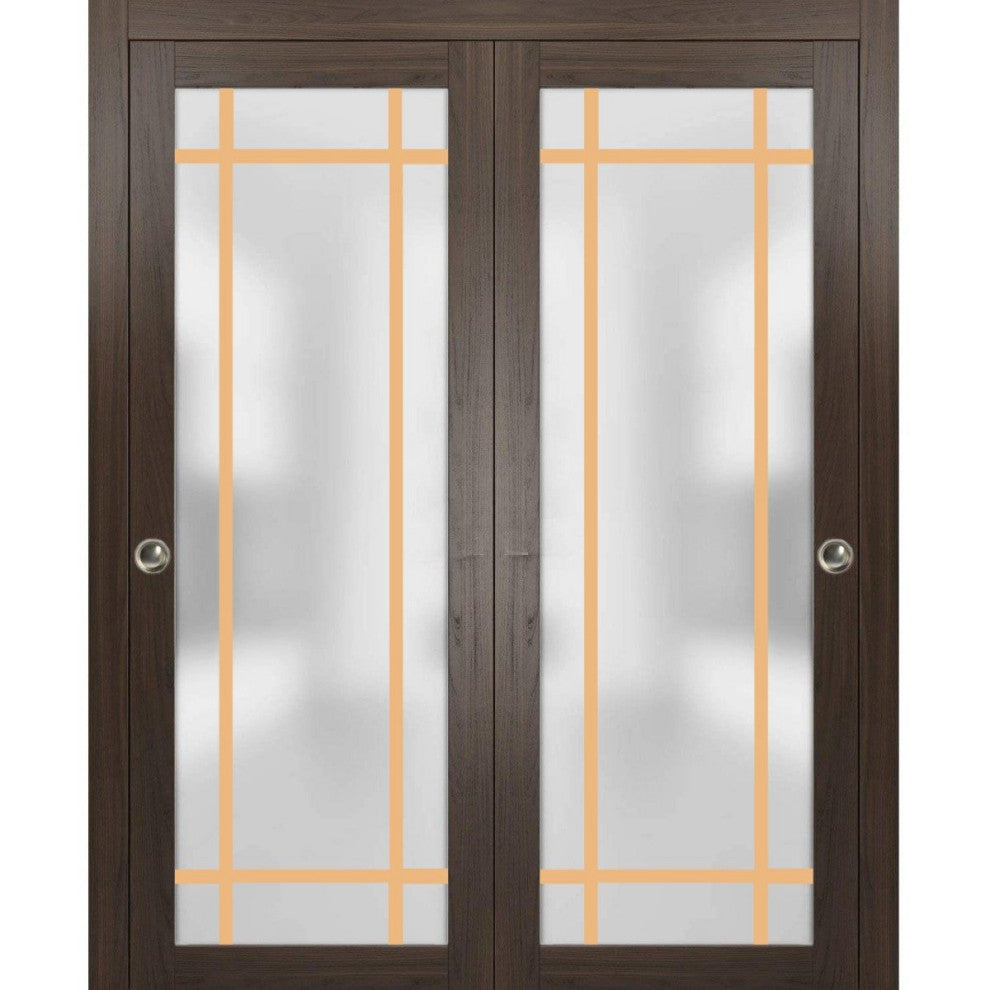 Bypass Doors 48 x 96 | Planum 2113 Chocolate Ash  | Sturdy Rails