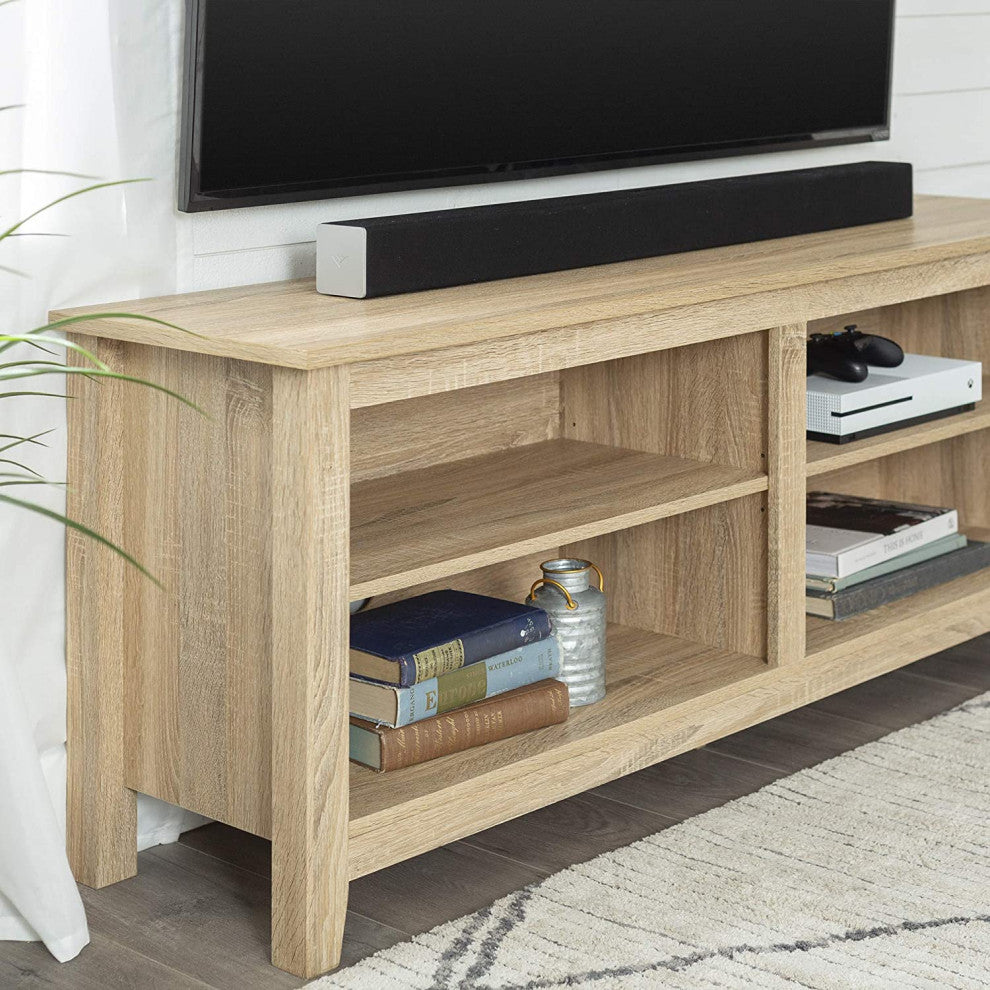 Modern Tiered Top Open Storage Stand for TVs, Natural
