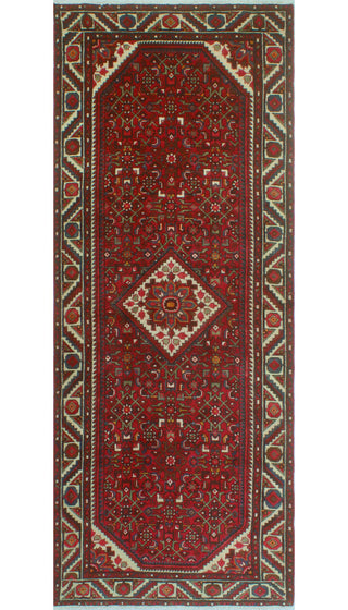 Fine Vintage Distressed Nahid Red/Ivory Runner, 3'11 x 9'11