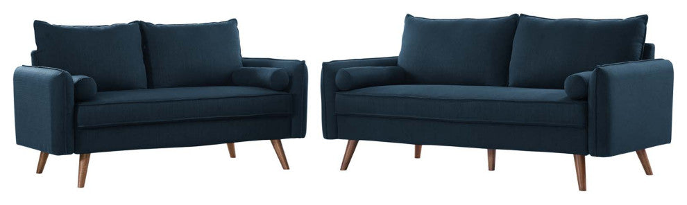 Loveseat and Sofa Set, Fabric, Navy Blue, Modern, Living Lounge Hospitality