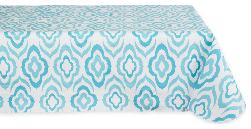 Blue Ikat Vinyl Tablecloth 60x102