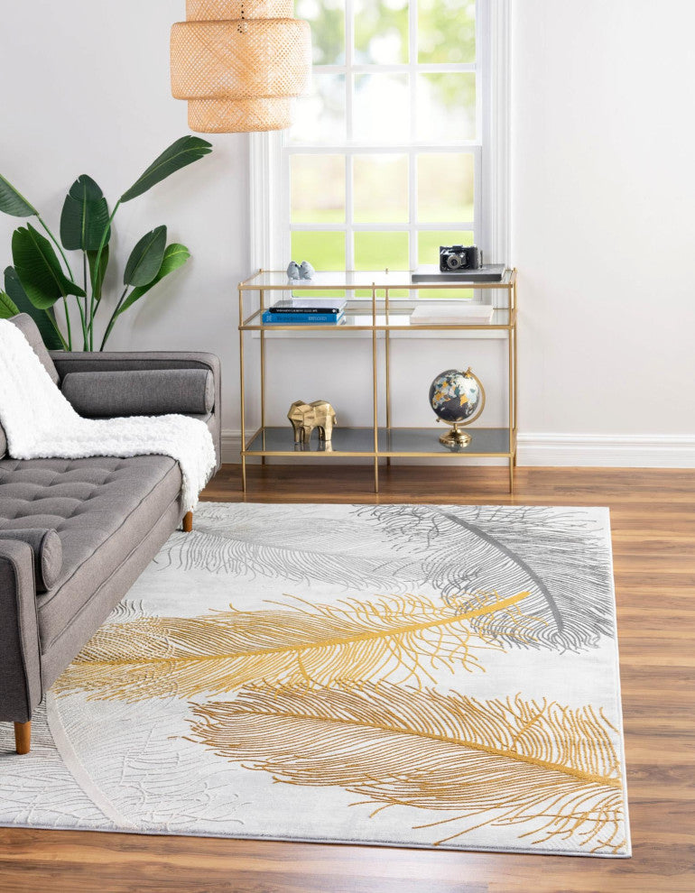 Unique Loom Camilla Finsbury Rug, Yellow Gray, 4'x6'