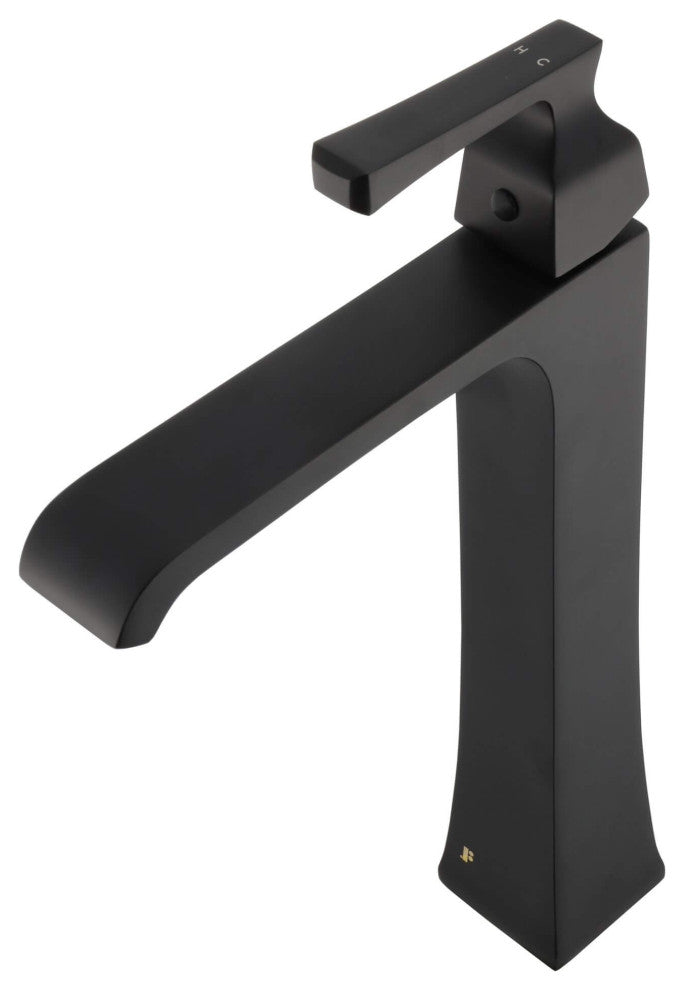 Fine Fixtures Arched Square Single Hole Vessel Sink Bathroom Faucet, Black