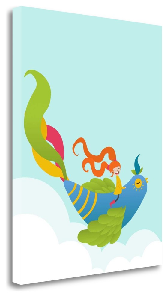 "Bird And Girl" By Volkan Dalyan, Giclee Print on Gallery Wrap Canvas