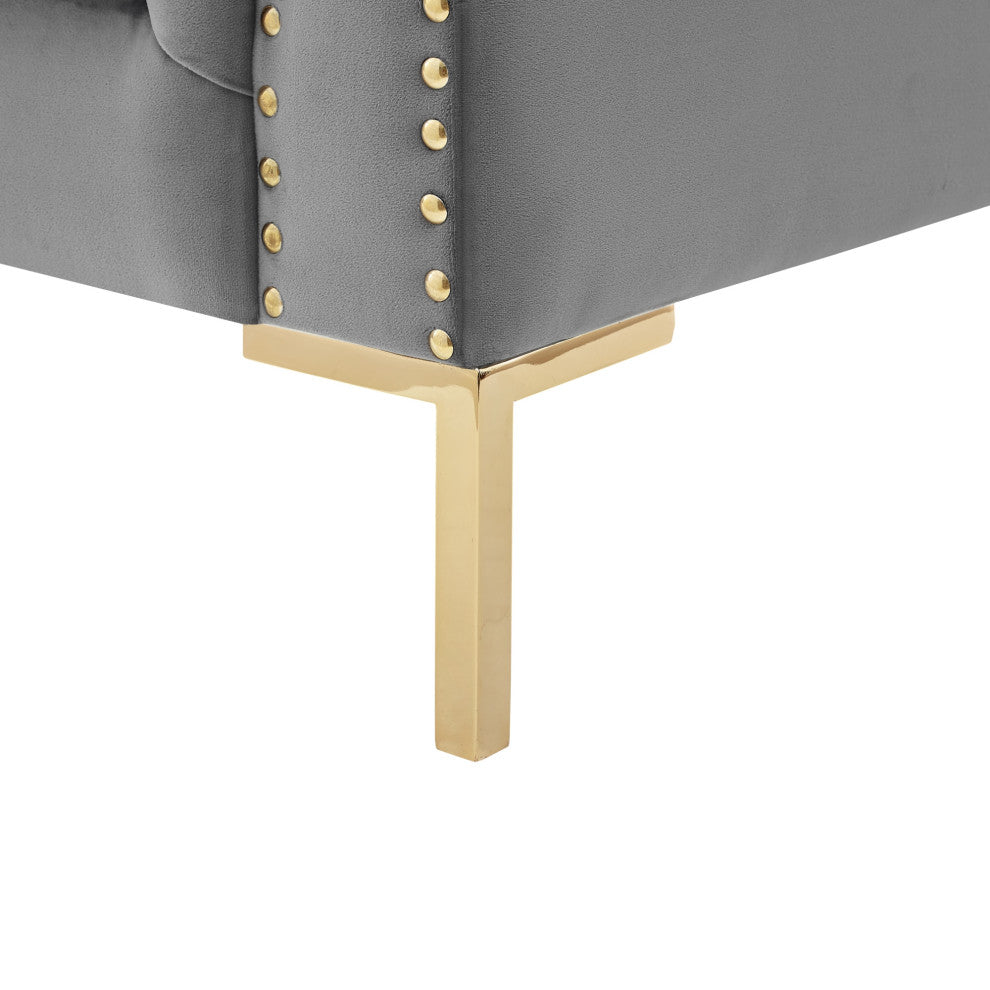 Inspired Home Ariadna Club Chair Button Tufted, Gray Velvet