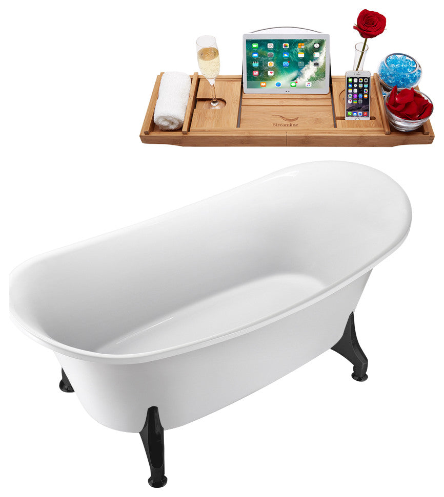 59" Streamline N1080BL-IN-BL Clawfoot Tub and Tray With Internal Drain