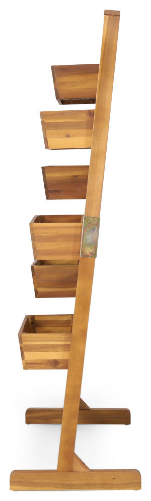 Pineview Outdoor Customizable Acacia Wood Plant Stand, Teak