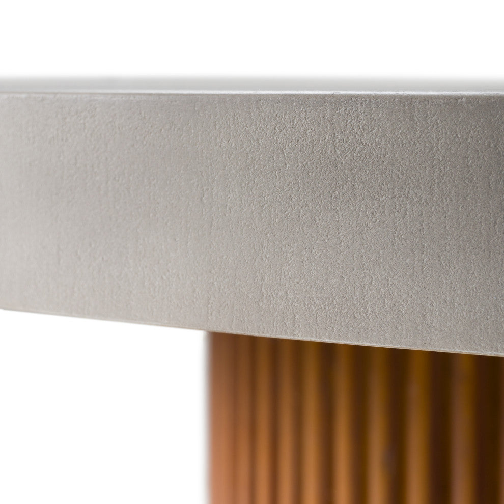 Modrest Duncan Modern Faux Concrete + Walnut Round Dining Table