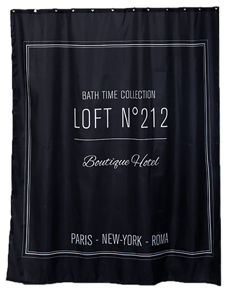 Bathroom Accessories Bath Time Collection, Black, Shower Curtain