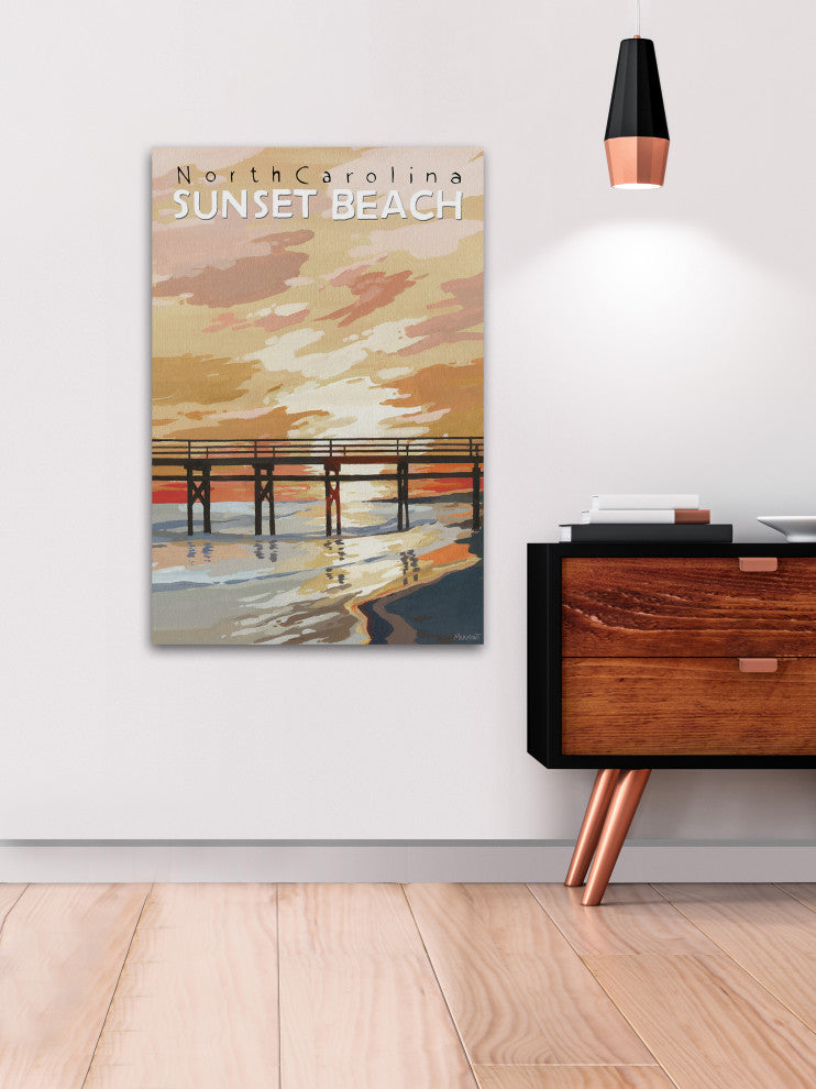 "Sunset Beach" Painting Print on Wrapped Canvas, 8x12