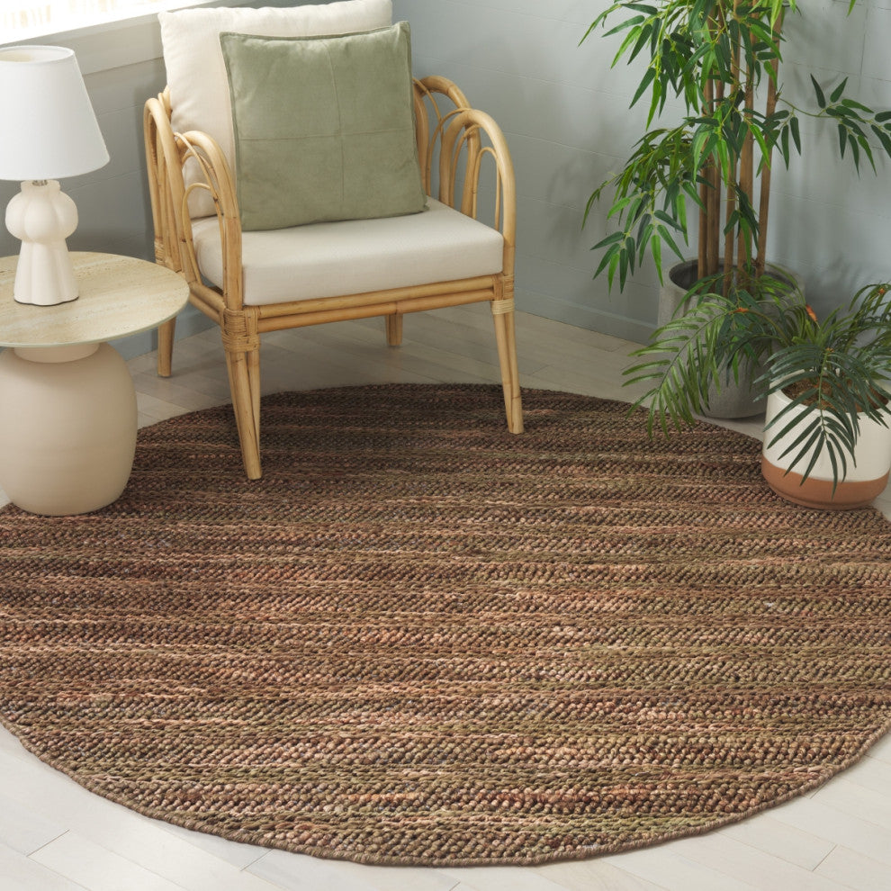 Safavieh Natural Fiber Couture Collection NFC101 Rug, Green/Natural, 6' Round