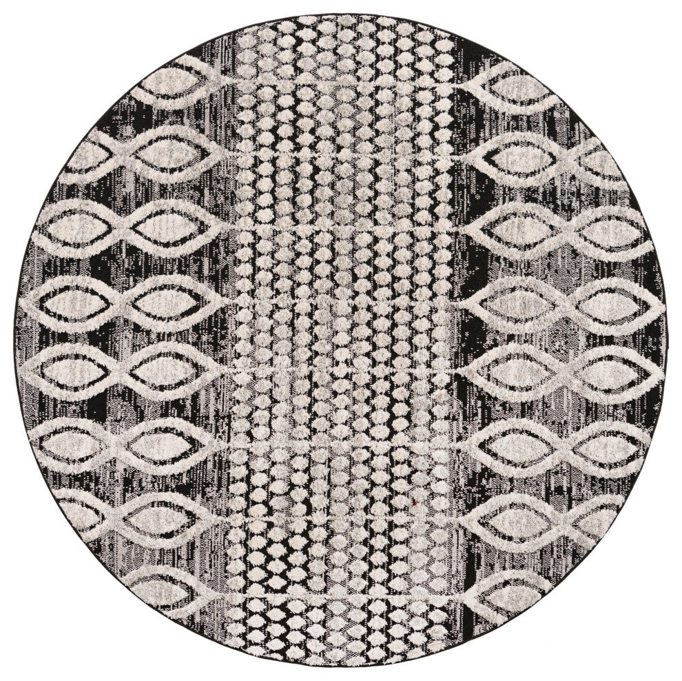 Unique Loom Cherokee Asheville Area Rug, Charcoal, 7' 0 X 7' 0 Round