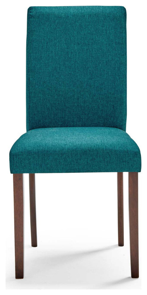 Side Dining Chair and Table Set, Fabric, Drak Brown Teal Blue, Modern, Bistro