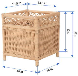 Square Rattan Decorative Indoor Planter Stand, Large