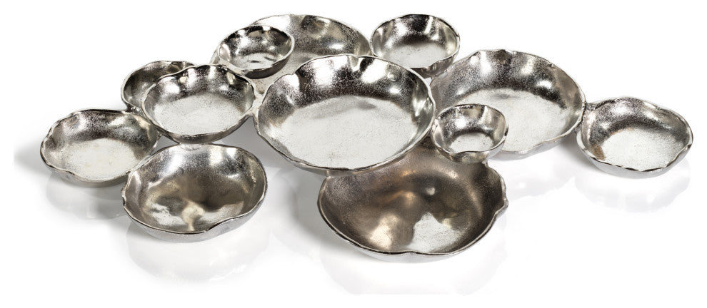 Cluster of Twelve Round Silver Serving Bowls