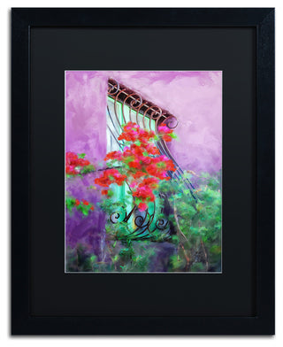 Lois Bryan 'Painted Rose Covered Window' Art, Black Frame, Black Matte, 16"x20"