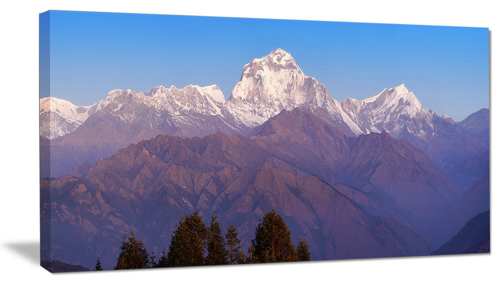 "Snowy Dhaulagiri Peaks Himalayas" Landscape Print Wall Artwork, 40"x20"