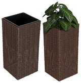 Sierra Square Wicker Planter 2-piece Set in Brown