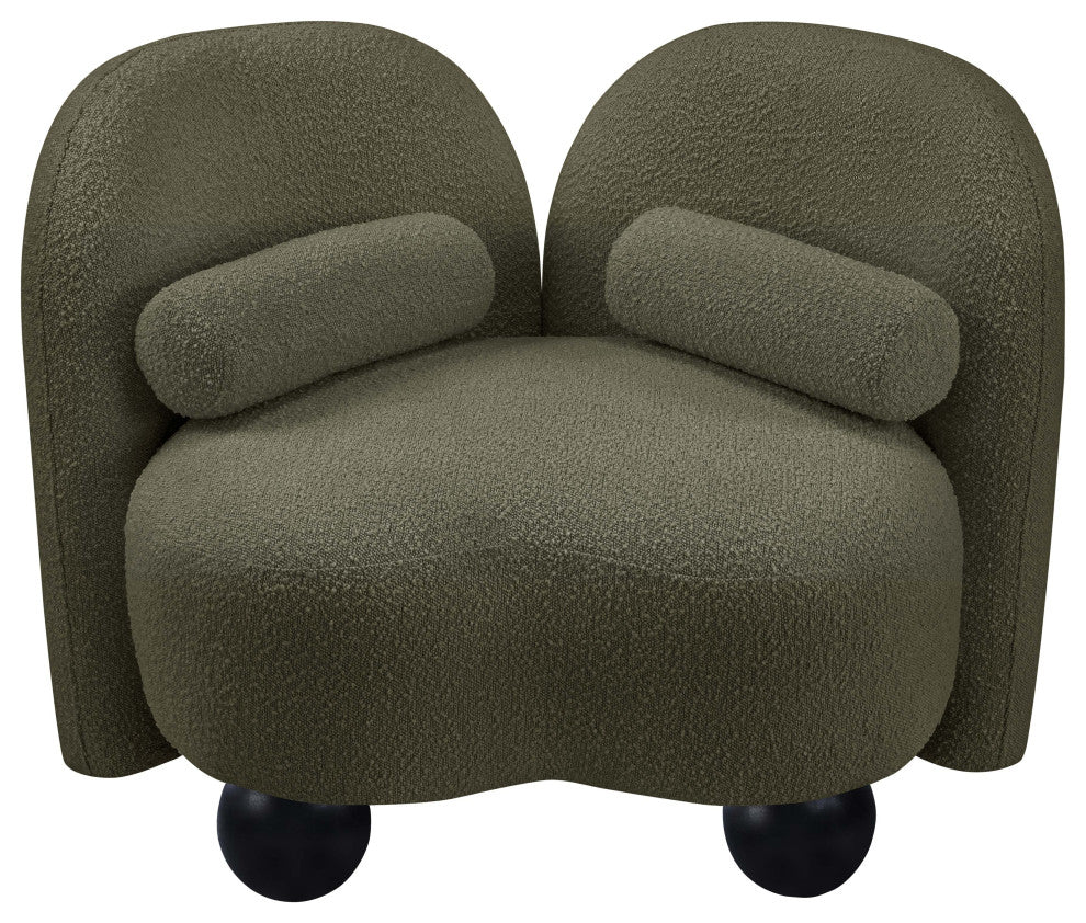 Daphne Upholstered Chair/Loveseat/Sofa, Olive, Boucle Fabric, Chair