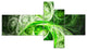 Mystic Green Fractal, Abstract Canvas Art Print, 60"x32", 5 panels