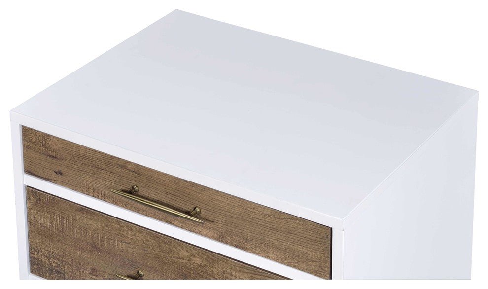 ACME Lurel Nightstand, White and Weathered Oak
