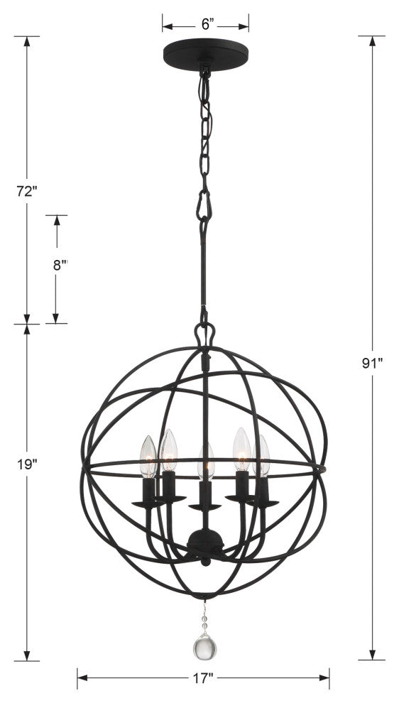 Solaris 5 Light Black Mini Chandelier