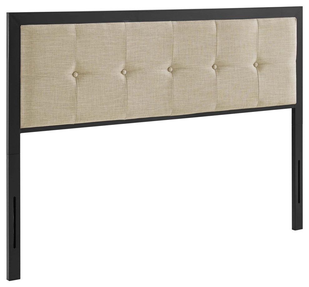 Teagan Tufted Full Headboard Black Beige