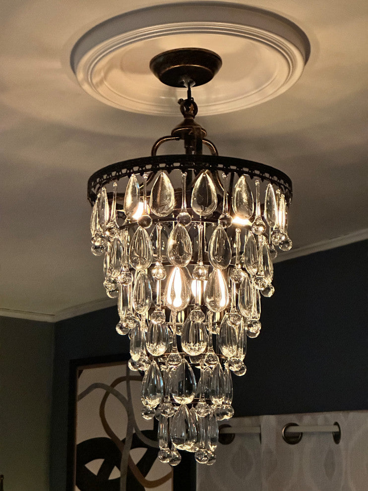 JL Styles Inc Four Light Crystal Pendant in Oil Rubbed Bronze Finish