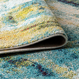 Contemporary POP Modern Abstract Area Rug, Blue/Cream, 4x6