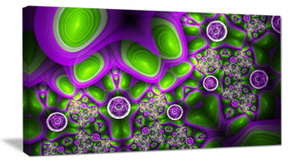 Green Purple Exotic Pattern, Abstract Wall Art Canvas, 40x20