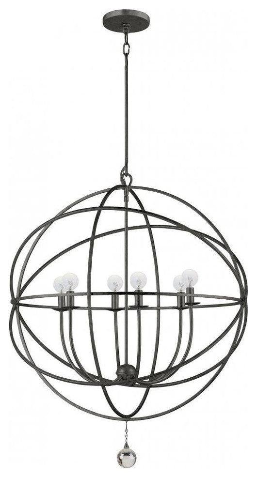 Crystorama 9228EB Six Light Chandelier Solaris Bronze