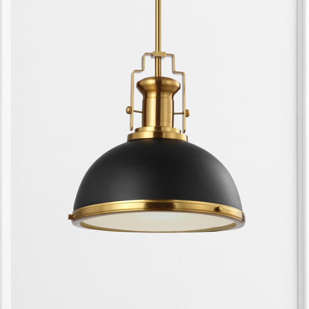 Homer 13"W LED Pendant - Black / Brass Gold
