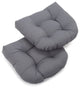 19" U-Shaped Twill Tufted Dining Chair Cushion, Set of 2, Steel Gray