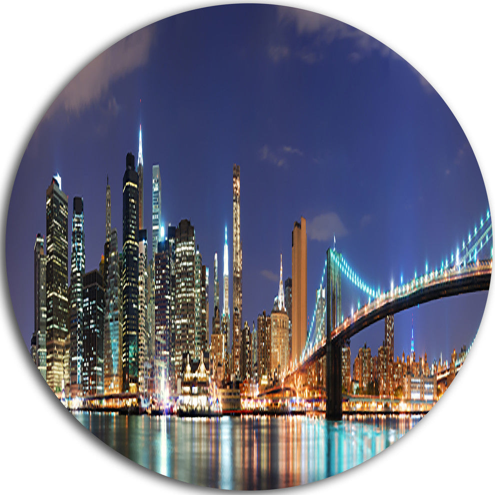 Manhattan Panoramic Skyline View, Cityscape Photo Round Wall Art, 23"