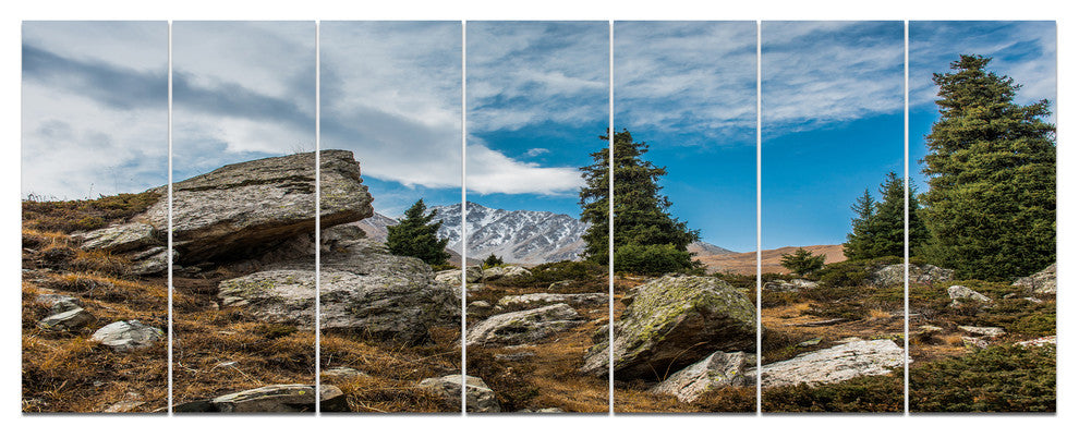 Tien Shan Mountains in Almaty, Landscape Canvas Art Print, 83"x32", 7 Panels