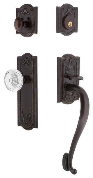 Meadows Plate S Grip Entry Set Crystal Meadows Knob, Timeless Bronze, 2.375"