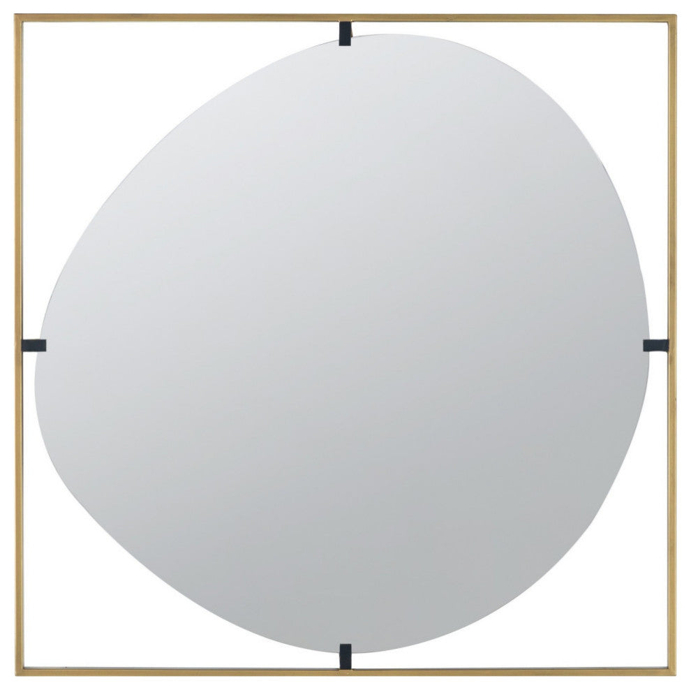 Ani 32 Inch Mirror, Artistic Oval Cut Out Design, Gold Finish Metal Frame