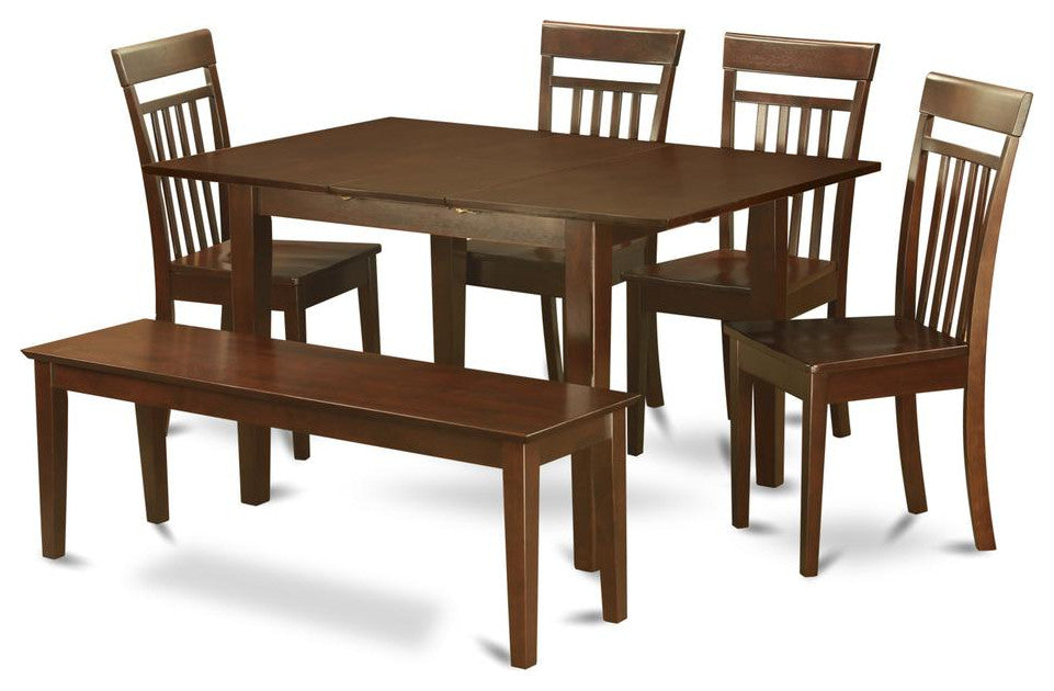 6-PieceDining Room Set With Bench -Tables With 4 Dining Chairs And Bench