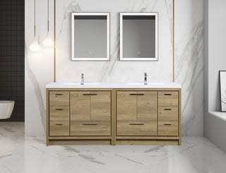 ALMA-ALLIER 84"  VANITY WITH SINK, Natural-Oak