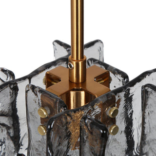 LNC Tucana Polished Gold Matte Black Modern Pendant Light, Textured Glass, 1-Light