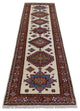 Ivory Afghan Super Kazak Hand Knotted Pure Wool Runner Rug, 2'8" x 9'4"