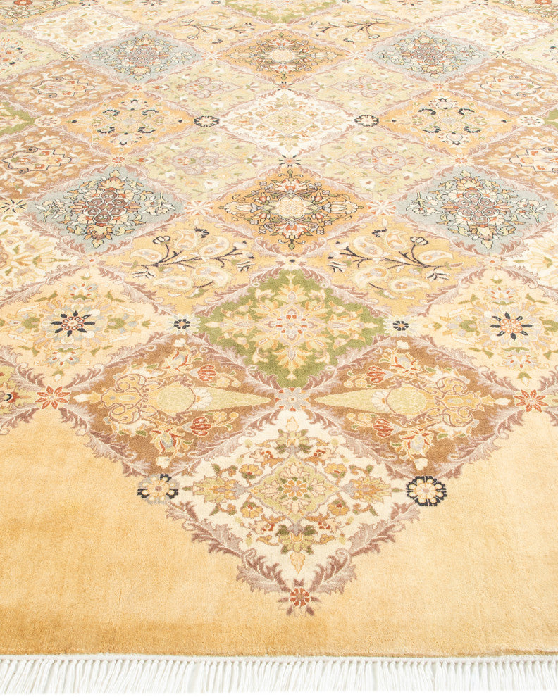 Das Octagon One-of-a-Kind Hand-Knotted Area Rug Yellow, 8'1"x8'1"