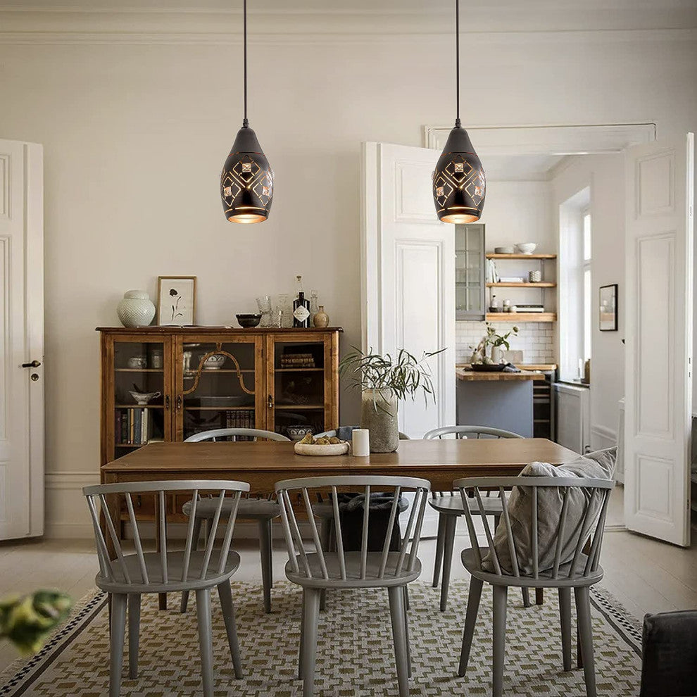 Modern Pendant Light Fixture, Black, Farmhouse